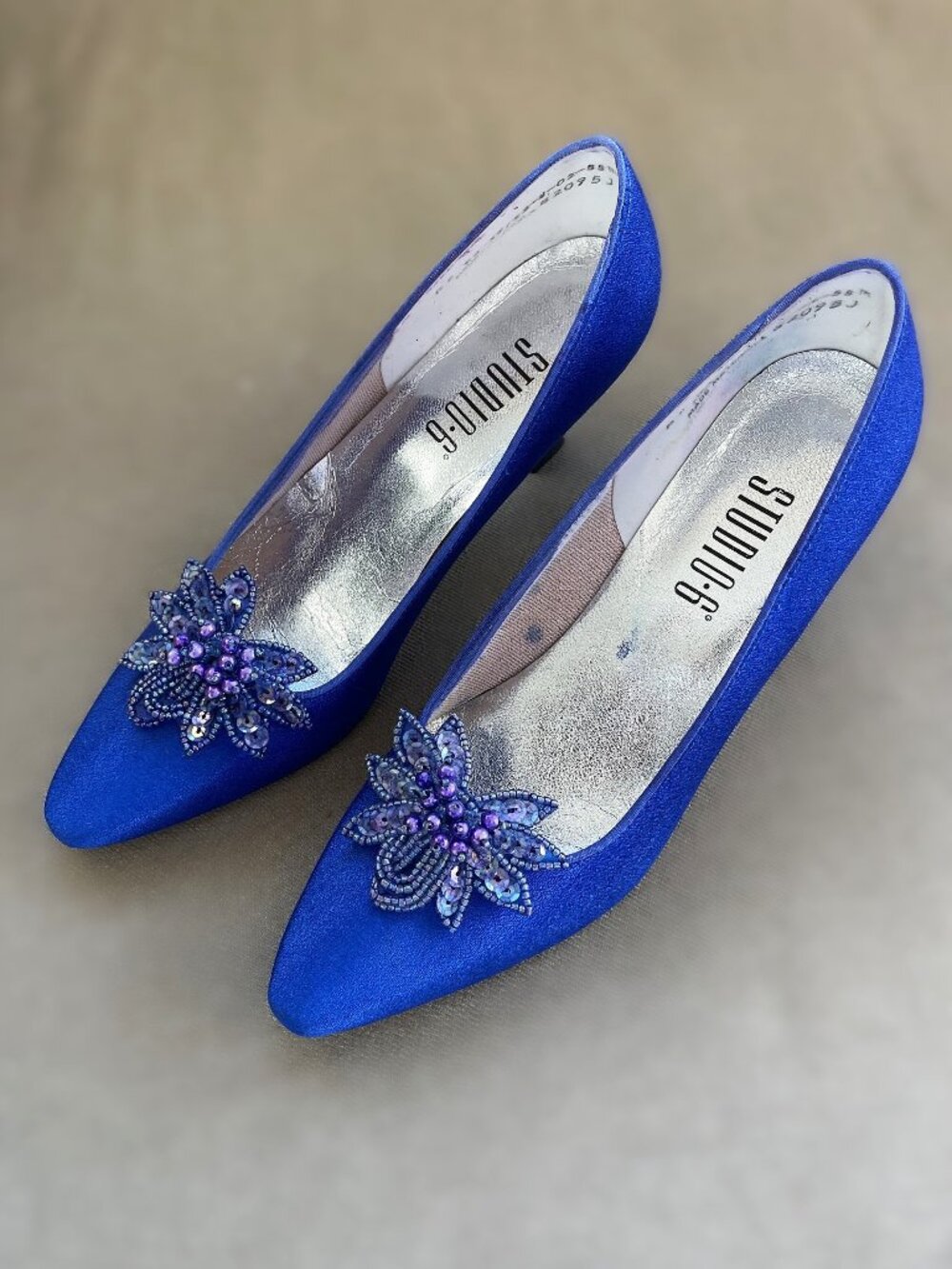 Studio‑6 Blue Satin Heels – Size 5
